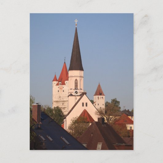 HAAGER KIRCHTURM & SCHLOSSTÜRME IN MORGENSONNE POSTKARTE (Vorderseite)