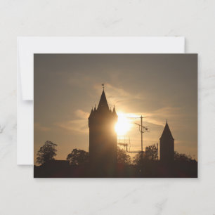 HAAGER SCHLOSSTURM IN GLEISSENDER ABENDSONNE POSTKARTE