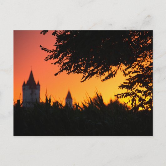 HAAGER SCHLOSSTURM IN ORANGENEM ABENDROT POSTKARTE (Vorderseite)