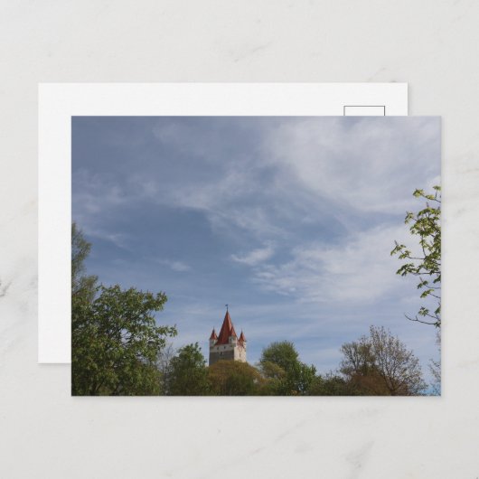 HAAGER SCHLOSSTURM MIT BLAUEM HIMMEL IM FRÜHLING POSTKARTE (Vorne/Hinten)