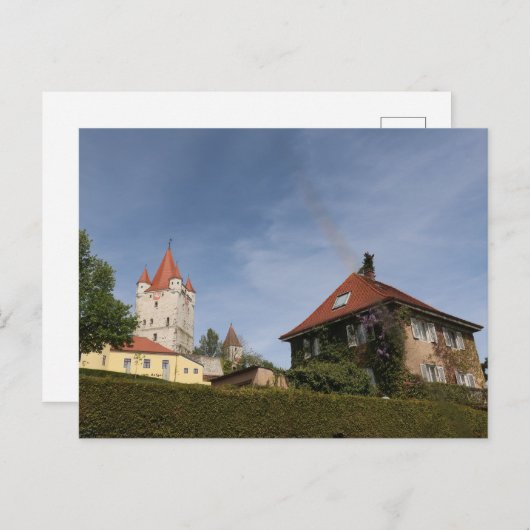 HAAGER SCHLOSSTURM VON FREYUNG AUS IM FRÜHLING POSTKARTE (Vorne/Hinten)