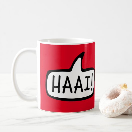HAAI! Hallo, Hallo, informeller Gruß in Afrikaans Kaffeetasse (Mit Donut)