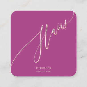 Haair Beauty Salon Haarstylist Gold Script Quadratische Visitenkarte