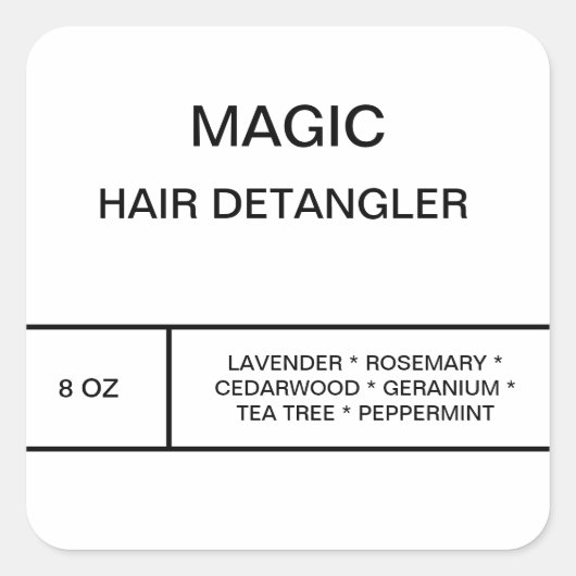 Haair Detangler Label Quadratischer Aufkleber (Vorderseite)