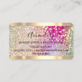 Haair Nails Makeup Stylist Gold Holograph Glitzer Visitenkarte (Rückseite)