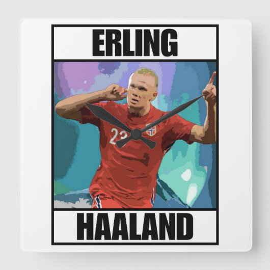 Haaland Quadratische Wanduhr (Vorderseite)