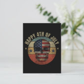 HAAPY 4. JULI SKULL PATRIOTIC GIFT POSTKARTE (Stehend Vorderseite)