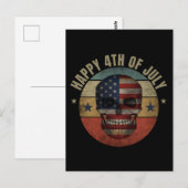 HAAPY 4. JULI SKULL PATRIOTIC GIFT POSTKARTE (Vorne/Hinten)