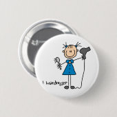 Haar-Aufbereiter-Strichmännchen-Knopf Button (Vorne & Hinten)