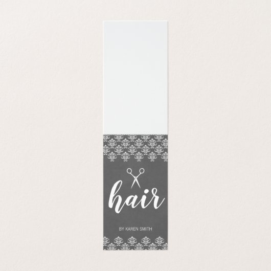 Haar-Damast (grau) Visitenkarten (Außenseite Aufgefaltet)
