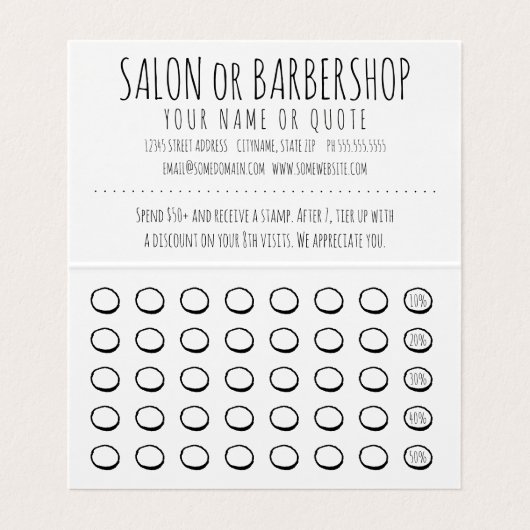 Haar gefaltete LoyalitätsLochkarte Visitenkarten (Innenseite Aufgefaltet)