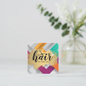 HAAR / Gold gebürstet / Moderne farbige Streifen Quadratische Visitenkarte (Stehend Vorderseite)