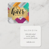 HAAR / Gold gebürstet / Moderne farbige Streifen Quadratische Visitenkarte (Vorne/Hinten)