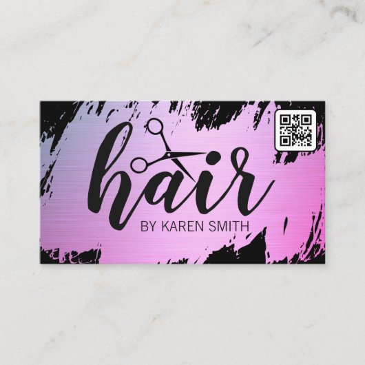 HAAR | Gold gebürstet | QR-Code Visitenkarte (Vorderseite)