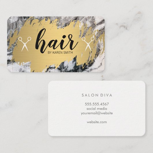 HAAR | Goldrausch und Pfeile | Marmor Visitenkarte (Vorne/Hinten)