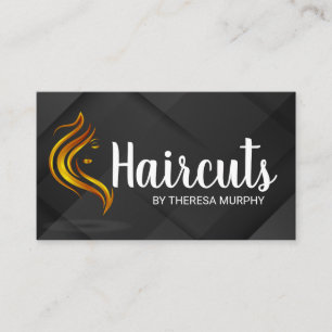 Haar-Logo Frauen-Salon Schwarzer Hintergrund Visitenkarte