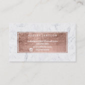Haar-Make-upkünstler-Rosengoldtypographiemarmor 2 Visitenkarte (Rückseite)