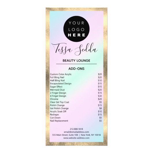 Haar Makeup Nägel Manicure Pedicure Studio Werbekarte (Hinten)