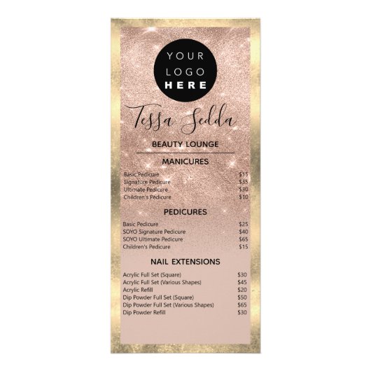 Haar Makeup Nägel Manicure Pediküre Rose Werbekarte (Vorne)