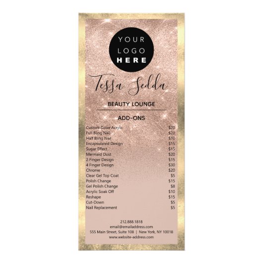 Haar Makeup Nägel Manicure Pediküre Rose Werbekarte (Hinten)