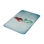 Haar-Meerjungfrau Cute Dia de Los Muertos Red Badematte (Schrägansicht)