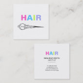 *~* HAAR Pastell-Schere-einfaches minimales Quadratische Visitenkarte (Vorne/Hinten)