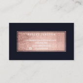 Haar peitscht Rosengoldtypographie-Marineblau Visitenkarte (Rückseite)