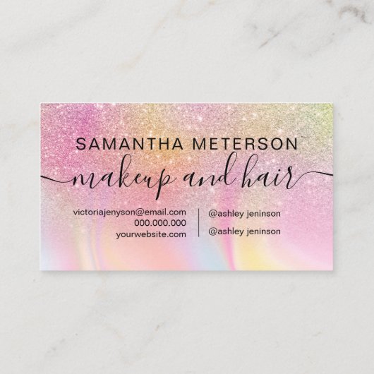 Haar rosa Glitzer Regenbogen unicorn Marmor Terminkarte (Rückseite)