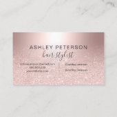 Haar-RosengoldGlitter ombre metallische Folie Visitenkarte (Rückseite)