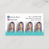 Haar-Salon-moderne Türkis-Foto-Collage Visitenkarte (Rückseite)