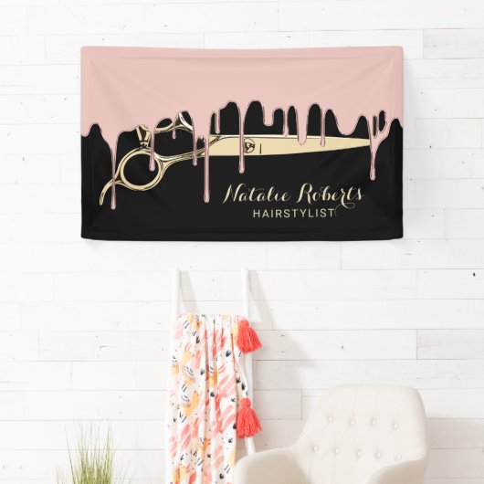 Haar-Salon-Rosen-Goldbratenfett-Gold Scissor Banner (Insitu)