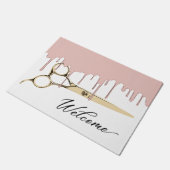 Haar-Salon-Rosen-Goldbratenfett u. Scissor Fußmatte (Schrägansicht)