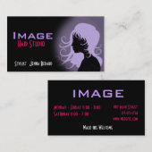 Haar-Studio-Geschäfts-Karten-lila Schwarzes Visitenkarte (Vorne/Hinten)