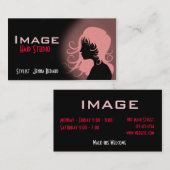 Haar-Studio-Visitenkarte-rotes rosa Schwarzes Visitenkarte (Vorne/Hinten)