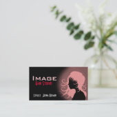 Haar-Studio-Visitenkarte-rotes rosa Schwarzes Visitenkarte (Stehend Vorderseite)