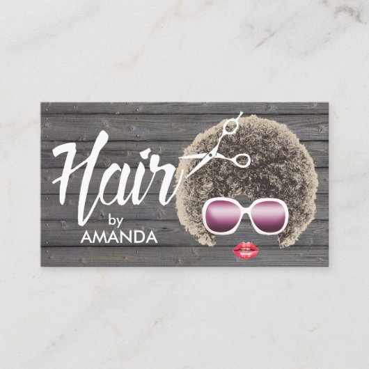 Haar Stylist American Natural Hair Wood Visitenkarte (Vorderseite)
