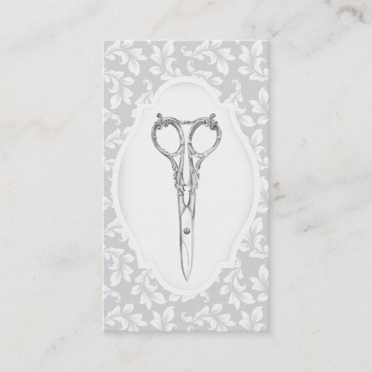 Haar-Stylist-Antiken-Silber Scissor eleganten Visitenkarte (Vorderseite)