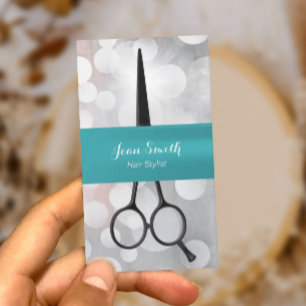 Haar-Stylist-aquamarines Band-moderne silberne Terminkarte