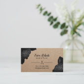 Haar Stylist Black Floral Rustic Kraft Ernennung Terminkarte (Stehend Vorderseite)