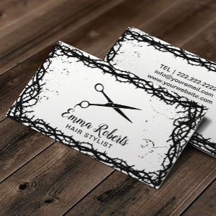 Haar Stylist Black Scissor Gothic Thorn Gerahmt Visitenkarte