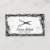 Haar Stylist Black Scissor Gothic Thorn Gerahmt Visitenkarte (Vorderseite)
