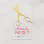 Haar Stylist Elegante Imitate Gold Scheren Blumen Terminkarte (Vorderseite)