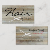 Haar-Stylist-eleganter hölzerner Korn-Hintergrund Visitenkarte (Vorne/Hinten)