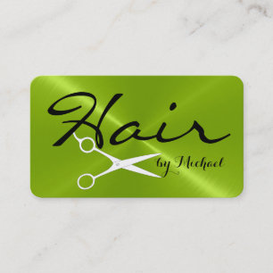 Haar Stylist Ernennung Grüner Stainless Metal Terminkarte