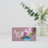 Haar-Stylist - Feder Visitenkarte (Stehend Vorderseite)