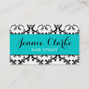 Haar-Stylist-Geschäfts-Karten-Damast-Blau Visitenkarte