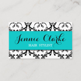 Haar-Stylist-Geschäfts-Karten-Damast-Blau Visitenkarte
