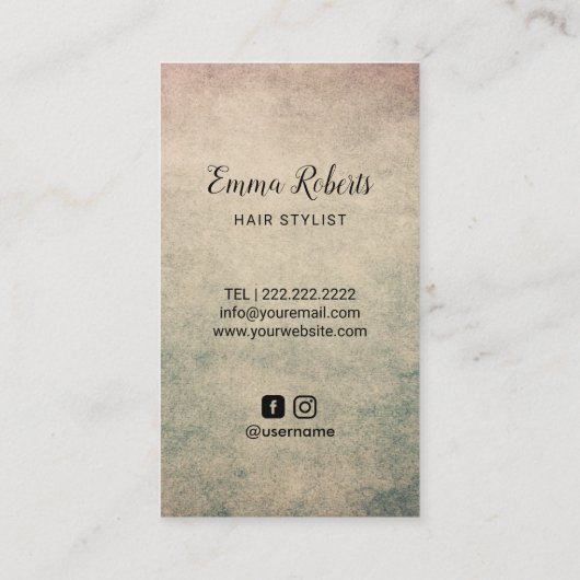 Haar Stylist Goddess & Gold Scissour Beauty Salon Visitenkarte (Rückseite)