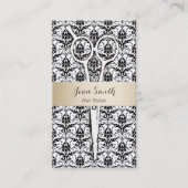 Haar Stylist Gold gestreift Schwarzer Damaskus Ern Terminkarte (Vorderseite)