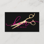 Haar Stylist Gold Schere Black Beauty Salon Visitenkarte (Vorderseite)